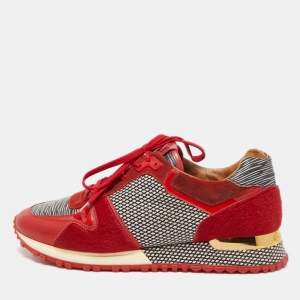 Louis Vuitton Red Suede and Calf Hair  Run Away Sneakers Size 38.5
