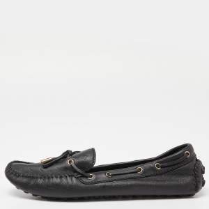 Pre Owned Louis Vuitton Black Leather Gloria Loafers Size 40