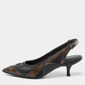 مملوكة مسبقًا Louis Vuitton Brown/Black Monogram Canvas and Leather Archlight Slingback Pumps Size 38