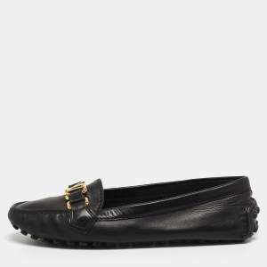 Louis Vuitton Black Leather Oxford Loafers Size 38.5