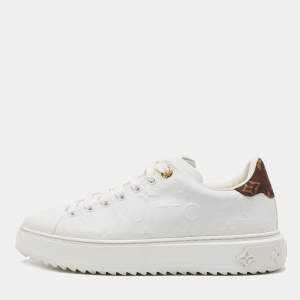Louis Vuitton White Monogram Embossed Leather Time Out Sneakers Size 39