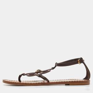 Louis Vuitton Brown Leather Thong Flat Sandals Size 40