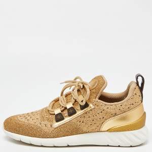 Louis Vuitton Gold Lurex Fabric and Leather Aftergame Sneakers Size 40