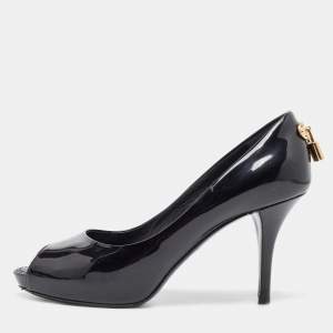 Pre Owned Louis Vuitton Black Patent Leather Oh Really! Peep Toe Pumps Size 37