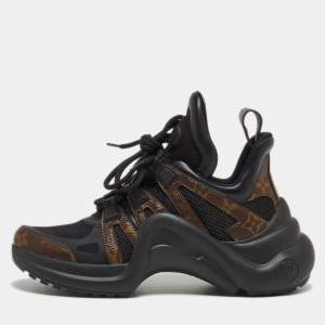 Louis Vuitton Black Leather and Monogram Canvas Archlight Sneakers Size 36