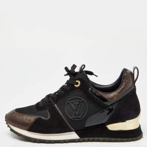 Louis Vuitton Brown/Black Monogram Canvas,Mesh and Leather Run Away Sneakers Size 38