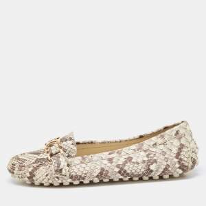 Louis Vuitton Brown/Beige Python Monte Carlo Loafers Size 39.5