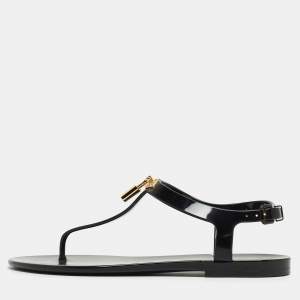 Louis Vuitton Black Rubber Bikini Flat Sandals Size 38