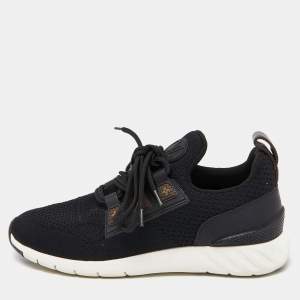 Louis Vuitton Black Knit Fabric and Coated Canvas Aftergame Sneakers Size 37.5