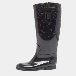 Louis Vuitton Black Monogram Rubber Rain Boots Size 40