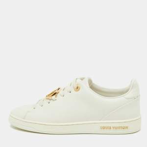 Louis Vuitton White/Gold Leather Frontrow Sneakers Size 36