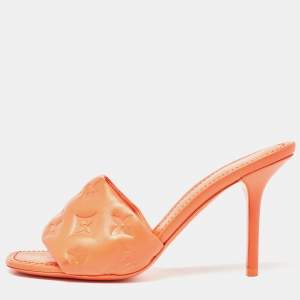 Louis Vuitton Orange Monogram Leather Revival Open Toe Slide Sandals Size 36