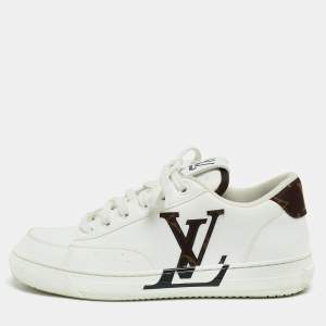Louis Vuitton White Leather LV Logo Low Top Sneakers Size 38