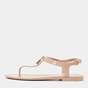 Louis Vuitton Beige Rubber Bikini Thong Flat Sandals Size 38
