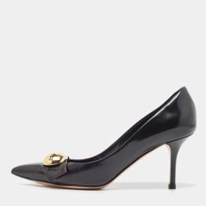 Pre Owned Louis Vuitton Black Leather Embellished Pointed Toe Pumps Size 37
