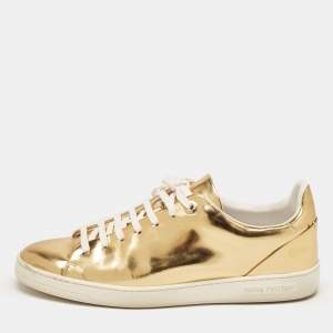 Louis Vuitton Gold Leather Frontrow  Low Top Sneakers Size 40.5