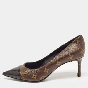 Louis Vuitton Brown/Black Monogram Canvas and Patent Fetish Pumps Size 39