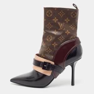 Louis Vuitton Monogram Canvas and Leather Ankle Boots Size 38.5