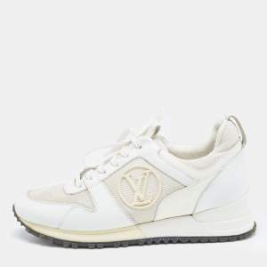 Louis Vuitton White Leather and Mesh Run Away Sneakers Size 35