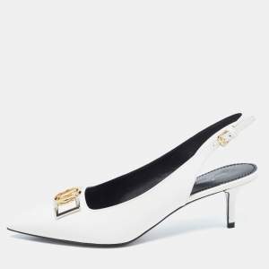 Louis Vuitton White Patent Leather Insider Slingback Pump Size 39.5