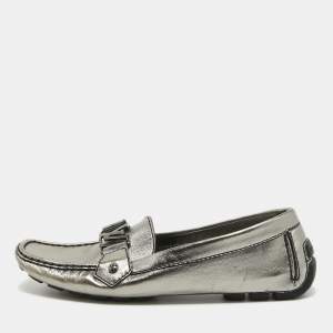 Pre Owned Louis Vuitton Metallic Leather Monte Carlo Loafers Size 40