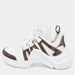 Louis Vuitton White Nylon and Monogram Canvas Archlight Sneakers Size 35