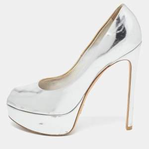 Louis Vuitton Silver Leather Eyeline Pumps Size 37.5