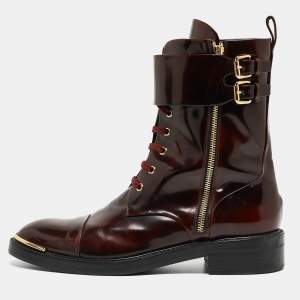 Louis Vuitton Burgundy Patent Diplomacy Ranger Boots Size 40