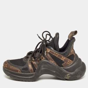 Louis Vuitton Black/Brown Mesh and Monogram Canvas Archlight Sneakers Size 39