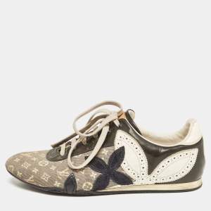 Louis Vuitton Multicolor Monogram Canvas And Patent Leather, Suede Low Top Sneakers Size 36.5