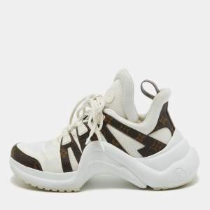 Louis Vuitton White/Brown Nylon and Monogram Canvas Archlight Sneakers Size 41