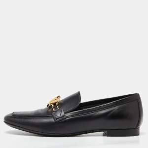 Pre Owned Louis Vuitton Black Leather Upper Case Loafers Size 36