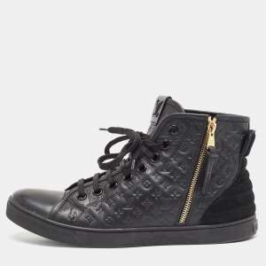 Louis Vuitton Black Leather and Suede Punchy Sneakers Size 40
