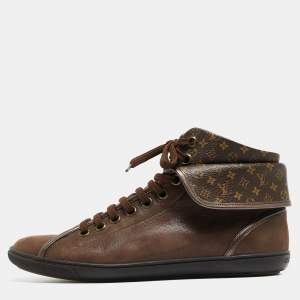 Louis Vuitton Brown Monogram Canvas and  Leather Brea Sneakers Size 38.5