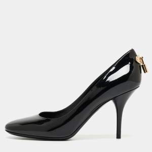 Pre Owned Louis Vuitton Black  Patent Lock It  Pumps Size 38