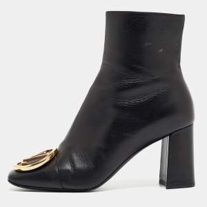 Louis Vuitton Black Leather Madeleine Block Heel Ankle Boots Size 37