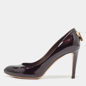 Louis Vuitton Dark Burgundy Patent Leather Lock It Pumps Size 37