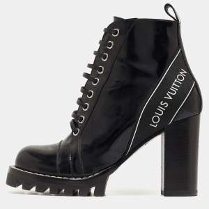 Louis Vuitton Black Leather Star Trail Block Boots Size 37.5
