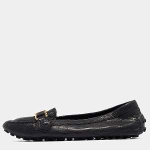 Pre Owned Louis Vuitton Black Leather Oxford Loafers Size 38.5