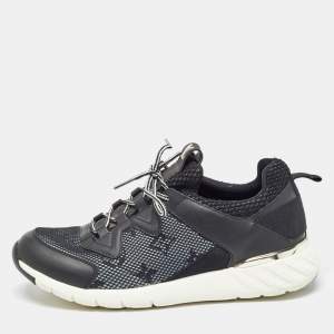 Louis Vuitton Black Monogram Mesh and Leather Aftergame Low Top Sneakers Size 36.5