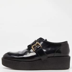 Louis Vuitton Black Leather Buckle Detail Platform Derby Size 40