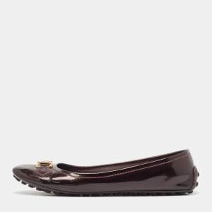 Louis Vuitton Burgundy Patent Oxford Ballet Flats Size 40.5