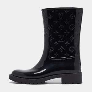 Louis Vuitton Black Monogram Rubber Mid Calf Boots Size 39