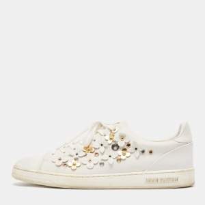 Louis Vuitton White Leather Embellished Frontrow Sneakers Size 41