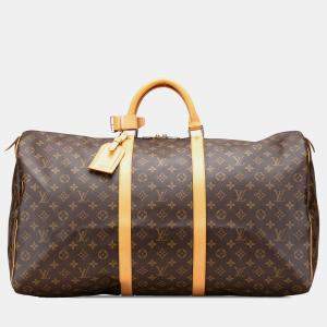 Louis Vuitton Keepall 60 Brown Monogram Canvas Travel Bag