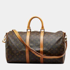 Pre Owned Louis Vuitton Brown Monogram Keepall Bandouliere 45