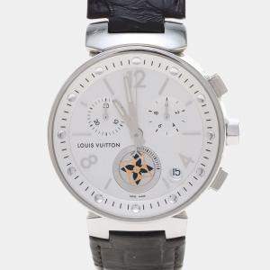 Pre Owned Louis Vuitton Tambour Q8D10 Quartz Stainless Steel Men's Wristwatch 39 mm