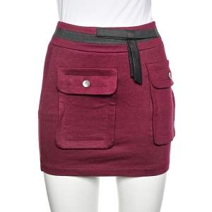 Love Moschino Purple Knit Pocketed Bow Detail Mini Skirt S 