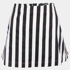 Love Moschino Black & White Striped Cotton Contrast Zip Detail Mini Skirt M