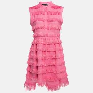 Love Moschino Pink Cotton Fringed Detail Shirt Dress M